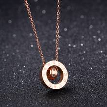 Stainless Steel Jewelry Pendant Women Cubic Zirconia Necklace Rose Gold Color Roman Numerals Crystals Wholesale Mothers Day 2024 - buy cheap