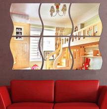 6PCS/Set DIY Wall-Stickers S-shaped Acrylic Wall Sticker Mirror Effect Sticker Living Room Decoration Wall Decor For Wc Sticker 2024 - buy cheap