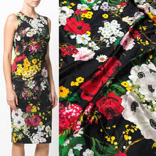 Tela satinada de seda con estampado de flores Multicolor para mujer, 100x140cm, para blusa, vestido, pijama, costura DIY 2024 - compra barato