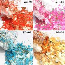 10g/jar Sparkly Matte Nail Glitter Flakes AB Shell Mermaid Mirror Holographic Paillette Shinny Nail Mix Foil Pieces Sequins 2024 - buy cheap