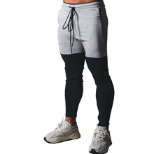Cor do contraste dos homens jogger calças moletom homem ginásios workout fitness algodão calças masculinas casual moda magro calças de pista 2024 - compre barato