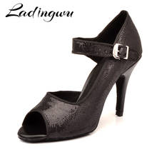Ladingwu Latin Dance Shoes Black Glitter Cloth Salsa Dance Shoes Women High Heel 10cm Party Performance Professional Dance Shoes 2024 - buy cheap