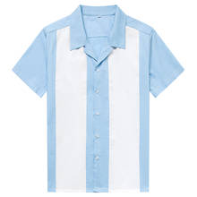 Camisa masculina rockabilly 1950s, camisa vintage de manga curta do rolo rock n roll para homens, camisa masculina de hip hop com costura 2024 - compre barato