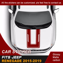 Car Decals 1 piece Hood Bonnet Stripe Graphic Vinyl Cool Sticker Customized Fit For Jeep Renegade 2015 2016 2017 2018 2019 2024 - buy cheap