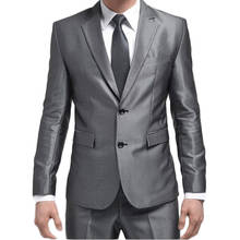 2021 новый мужской костюм, модные мужские тонкие деловые костюмы на двух пуговицах со штанами, брендовые Свадебные костюмы (пиджак + брюки + галстук) 2024 - купить недорого