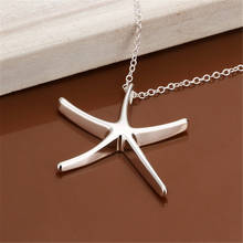 wholesale silver color necklace jewelry silver jewelry fashion cute Star Starfish chain necklace women lady wedding p027 , 2024 - buy cheap