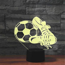 Футбол и обувь 3D лампа 7 цветов Chanign USB светодиодный ночник игрушка домашняя спальня рядом Декор настольная лампа спортивный мальчик подарок на Новый год 2024 - купить недорого