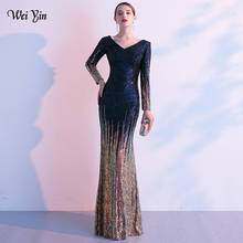 Wei yin AE0236-vestido De noche De manga larga, elegante, De otoño, largo, Formal, para fiesta 2024 - compra barato
