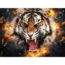 NEW Arrival 5D DIY Diamond Painting Flame Roaring Tiger Diamant Mosaic Embroidery Needlework Cross Stitch Home Decor 2024 - buy cheap