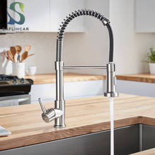 Brushed Nickel  Kitchen Sink  Faucet With Spring Pull-down Hot and Cold Faucet  Deck Installation Faucet 2024 - buy cheap