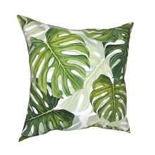 Monstera-funda de almohada cuadrada de poliéster con diseño Tropical, cubierta de almohada hawaiana exótica, novedad 2024 - compra barato