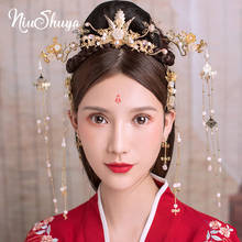 NiuShuya Vintage Chinese Bride Hanfu Costume Hair Accessories Chinese Classical Elegance Gold Headwear Jewelry 2024 - buy cheap