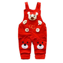 2021 New Autumn Baby Trousers Boys Girls Cute Dolls Decorated With Corduroy Bear Print Overalls Suspender Pants 0-3Years 2024 - buy cheap