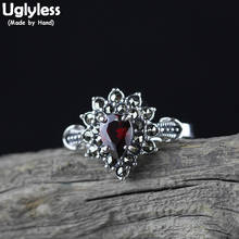 Anéis abertos com formato de coração ugliless, anéis de prata esterlina 925 sólidos tailandesa exótica pedras preciosas joias finas r973 2024 - compre barato