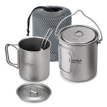 Vajilla de acampada, taza de agua, taza de titanio, vajilla para turismo, utensilios de Picnic, equipo de cocina para exteriores, juego de cocina de viaje 2024 - compra barato