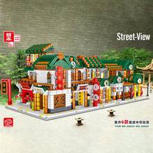 Bloques de la serie Street View para niños, tienda de té, casa de té, taberna, tienda de campaña, bloques de construcción MOC firme, juguetes creativos 2024 - compra barato