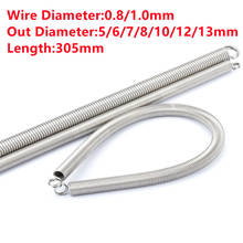 2PCS,Custom Stainless Steel Tension Spring Extension Springs,0.8/1mm Wire Diameter*5/6/7/8/10/12/13mm Out Diameter*305mm Length 2024 - buy cheap