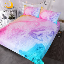 Conjunto de cama colorido estampado em mármore, pasta rosa, azul, roxo, areia movediça, conjunto de cama abstrata com arte brilhante, colcha para meninas 2024 - compre barato
