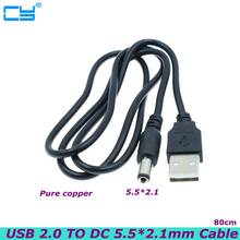 Puerto USB 2,0, conector de Cable de alimentación de barril de CC, negro, 5V, 5,5x2,1mm, para pequeños dispositivos electrónicos, cable de extensión usb 2024 - compra barato