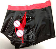 Black With Red Latex Boxer  With Penis Sheath Zipper At Front Rubber Underwear Cusotmized 2024 - buy cheap