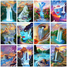 5D DIY Round Diamond Embroidery Waterfall Diamond Painting Natural Scenery Full Square Drill Cross Stitch Kit Art Home Decor 2024 - buy cheap