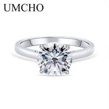 Женские кольца из настоящего серебра 925 пробы UMCHO, круглые кольца с кубическим цирконием для невест, свадебный подарок, ювелирные украшения 2024 - купить недорого