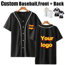 Camisa de beisebol de tamanho grande, camiseta com logo personalizável, estampa número, anime, camisa para homens, mulheres, preto e branco, roupas de hip hop 2024 - compre barato