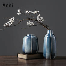 Chinese Modern Ceramic Vase Blue Overglaze Porcelain Crafts Living Room Coffee Table Decorative Flower Vases Home Decoration 2024 - buy cheap