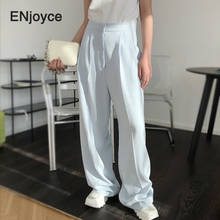 Summer Light Blue Suit Pants Female High Waist Loose Plus Long Trousers Women New Office Ladies Work Wear Wide-legged Pant 2024 - buy cheap