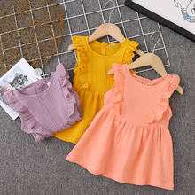 Summer Toddler Baby Girl Dress Ruffles Sleeveless Cotton Linen Dress Onepiece Clothing 2024 - buy cheap