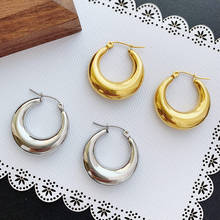 Copper  Gold Round Earrings For Women Fashion Silver Colour Circle Earrings No-Fading Hoop Earrings Jewelry 2024 - buy cheap