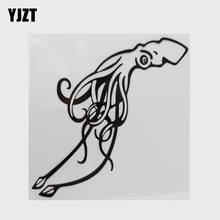 YJZT 14,2 см × 14,7 см модная наклейка с животным кальмаром виниловые автомобильные наклейки черный/серебристый 13D-0916 2024 - купить недорого