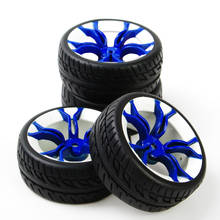 Neumáticos planos de carrera y rueda azul hexagonal de 12mm para HSP HPI 1:10 RC, 4 Uds., coche de carreras de carretera en Stock 2024 - compra barato