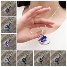 Starry Night Galaxy Planet Pendant Necklace Statement Alloy Crescent Moon Jewelry Accessories Chain Necklace for Women 2024 - buy cheap