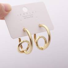 Big Small Circle Drop Earrings for Women Jewelry Simple Smooth Hollow Round Gold Color Geometric Alloy Earring Femal Brincos 2024 - buy cheap