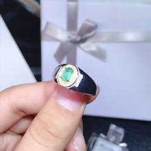 0.5 carat natural emerald men's ring adjustable size 925 sterling silver  package 2024 - buy cheap