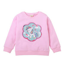 Spring Kids GIrl Flip Sequin Unicorn Children Cotton Long Sleeve Sweater Tops Children's Wear Girls Birthday Gift 2024 - buy cheap