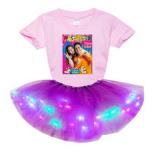 Me-ControTe Girls 2 Piece Set Princess Light LED Tutu Dress+t Shirt 2020 Summer Skirt Birthday Gift Party Costume Clothes Cute 2024 - buy cheap