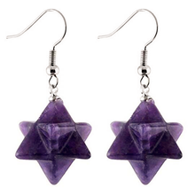 Trendy-beads Silver Plated Merkaba Star Natural Purple Amethysts Stone Earrings Temperament Jewelry 2024 - buy cheap