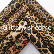 Ткань Glitterwishcome 21x29 см, Размер A4, винил для бантов, синтетическая кожа с леопардовым принтом, ткань из искусственной кожи для бантов, GM763B 2024 - купить недорого