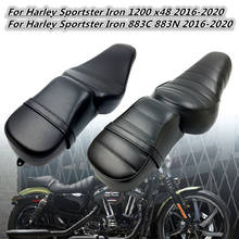 Assento de couro para passageiro dianteiro e traseiro de motocicleta para harley sportster xl iron 883, 1200, 48, 40-8, 2016-2020 2024 - compre barato