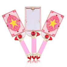 Cool! Metal Square Hand Mirror Makeup Tool Cute Anime Cardcaptor Sakura Star Card Cosmetic Beauty Dressing Mirror With Pink Bag 2024 - buy cheap