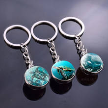 Sea Turtle Dolphin Seashells Keychain Ocean Souvenir Double Side Glass Ball Cabochon Jewelry Keyring Crystal Ball Pendant Gifts 2024 - buy cheap