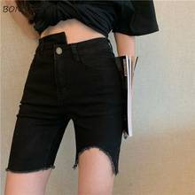 Shorts Women Slim Solid High Waist Simple Summer Stylish Irregular Korean Version All-match Prevalent Feminino Denim Leisure New 2024 - buy cheap