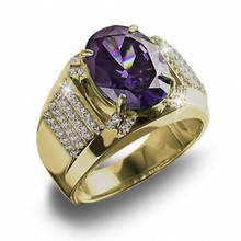 Huitan Classic Gorgeous Women Wedding Bridal Ring Charm Purple Stone Paved CZ Stone Evening Party Female Single Ring Drop Ship 2024 - buy cheap