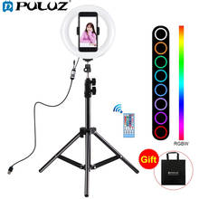 Кольцевой светильник PULUZ, 7,9 дюйма, RGB + 1,1 м, двухцветсветильник светодиодный светильник для видео с температурой, кольцевая лампа для Youtube, держателя телефона, селфи 2024 - купить недорого