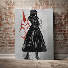 Fate stay night saber poster lona arte da parede decoração cópias para sala de estar criança quarto decoração casa pintura 2024 - compre barato