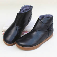 Sapato feminino cano curto inverno neve, calçado feminino ankle boot em couro legítimo antiderrapante 2024 - compre barato