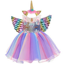 Vestido de princesa con arco iris para niñas, traje de Cosplay con diadema de alas, regalo de cumpleaños, fiesta de Navidad, de 2 a 10 años 2024 - compra barato