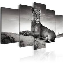 Lioness In A Desert Home Wall Decoration Five Piece Set Canvas Printing Drawing Living Room 2024 - buy cheap